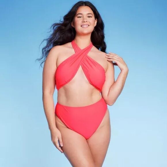 🆕🔥Cross Front Halter One Piece Swimsuit - Picture 3 of 7